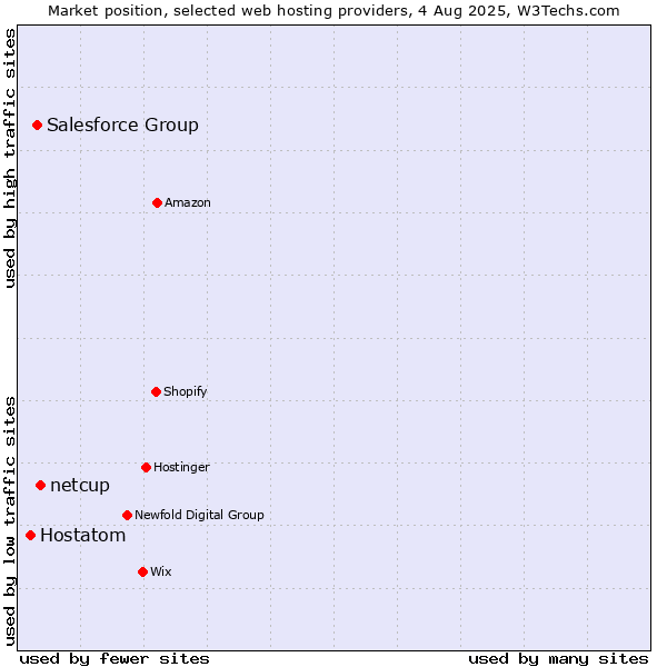 Market position of netcup vs. Salesforce Group vs. Hostatom