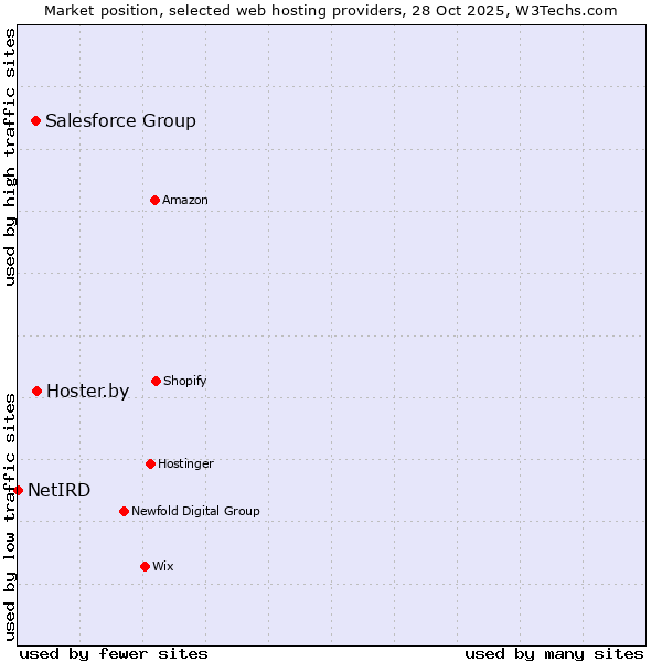 Market position of Hoster.by vs. Salesforce Group vs. NetIRD
