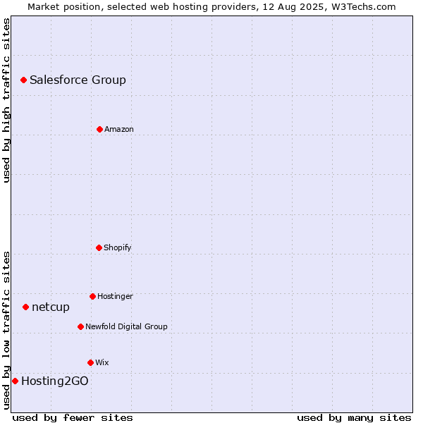 Market position of netcup vs. Salesforce Group vs. Hosting2GO
