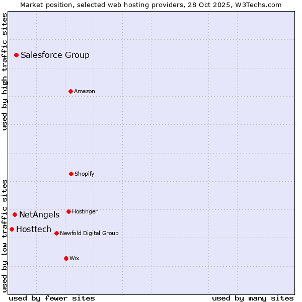 Market position of Salesforce Group vs. NetAngels vs. Hosttech