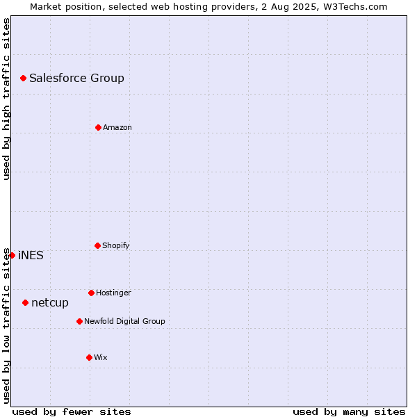 Market position of netcup vs. Salesforce Group vs. iNES