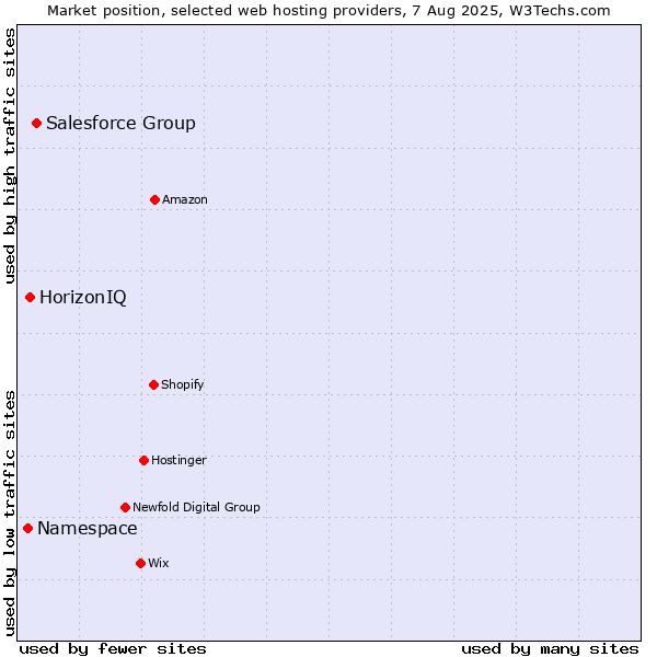 Market position of Salesforce Group vs. HorizonIQ vs. Namespace