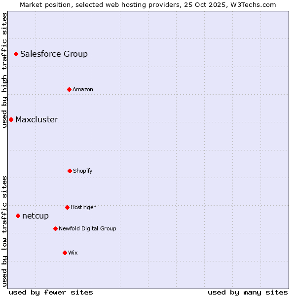 Market position of netcup vs. Salesforce Group vs. Maxcluster