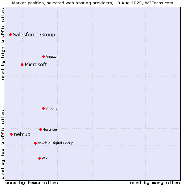 Market position of Microsoft vs. netcup vs. Salesforce Group