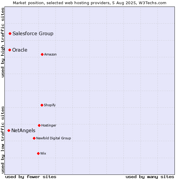 Market position of Salesforce Group vs. Oracle vs. NetAngels