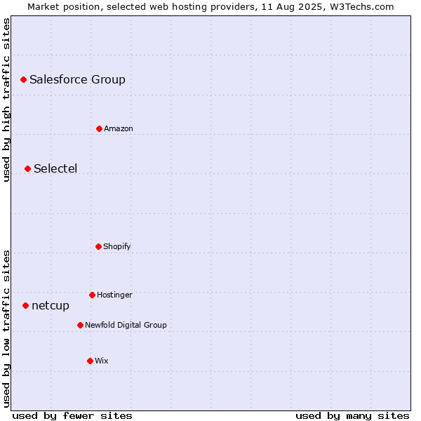 Market position of Selectel vs. netcup vs. Salesforce Group