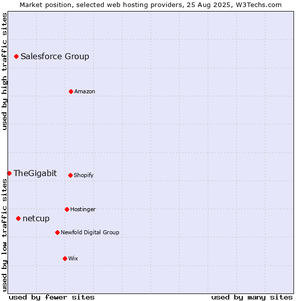 Market position of netcup vs. Salesforce Group vs. TheGigabit