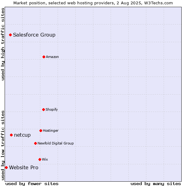 Market position of netcup vs. Salesforce Group vs. Website Pro