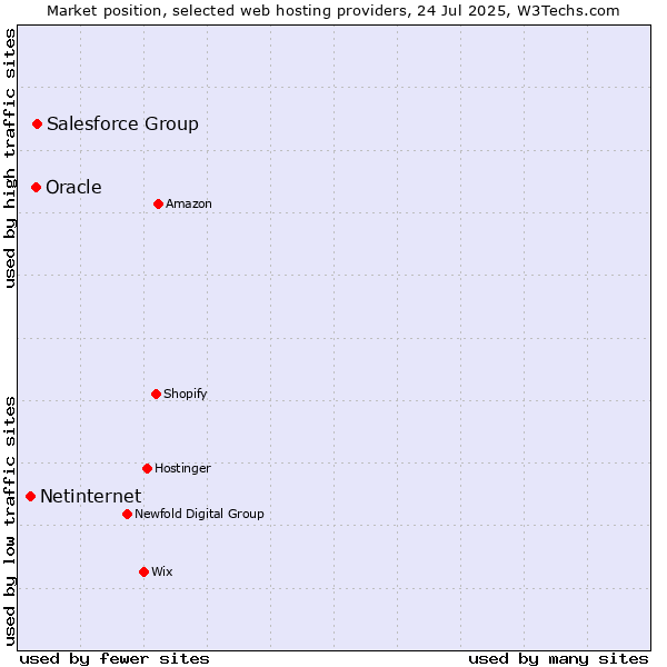 Market position of Salesforce Group vs. Oracle vs. Netinternet