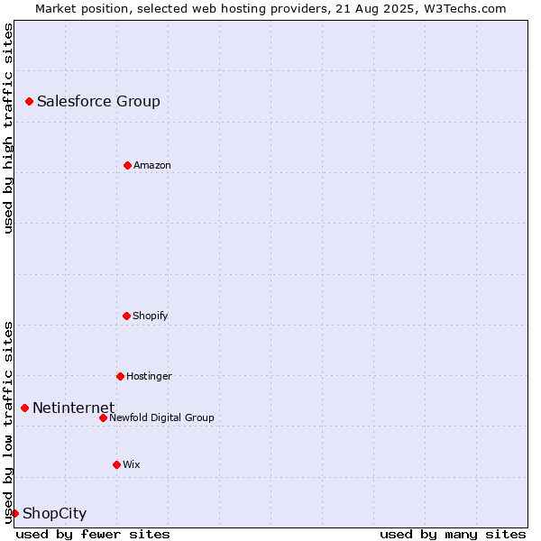 Market position of Salesforce Group vs. Netinternet vs. ShopCity