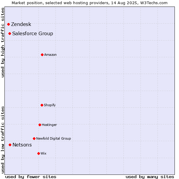 Market position of Netsons vs. Salesforce Group vs. Zendesk