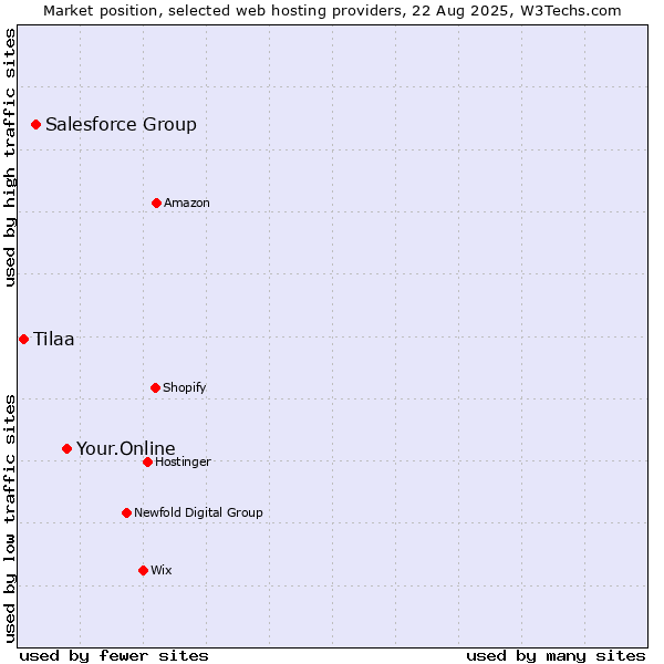 Market position of Your.Online vs. Salesforce Group vs. Tilaa