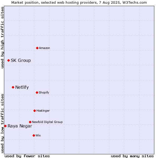 Market position of Netlify vs. SK Group vs. Raya Negar