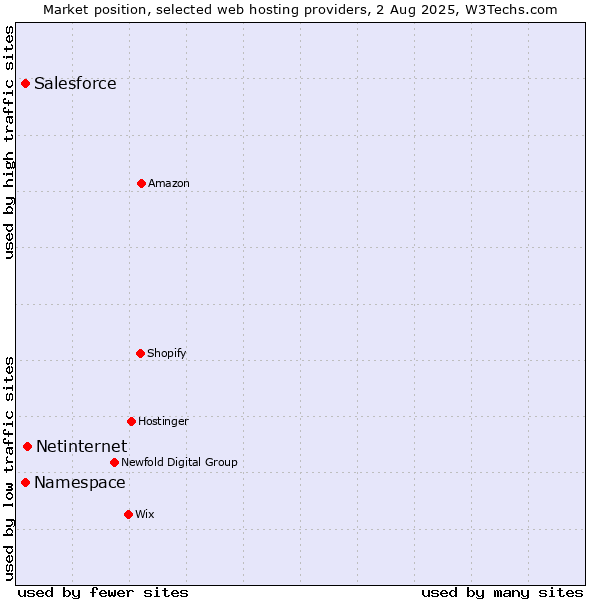 Market position of Netinternet vs. Salesforce vs. Namespace