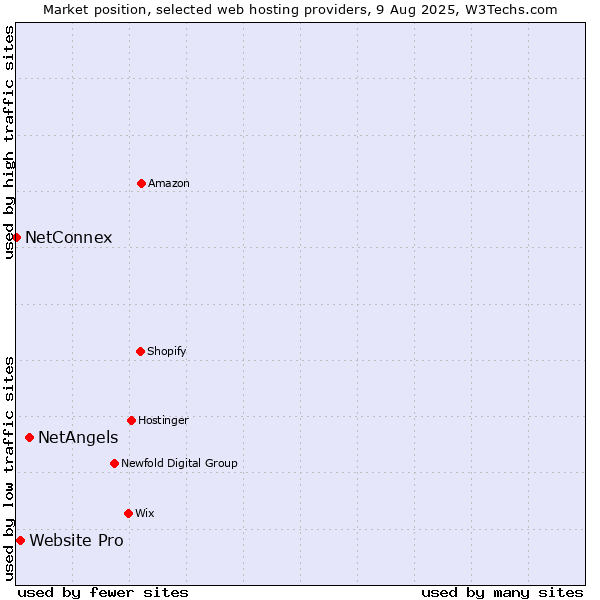 Market position of NetAngels vs. Website Pro vs. NetConnex