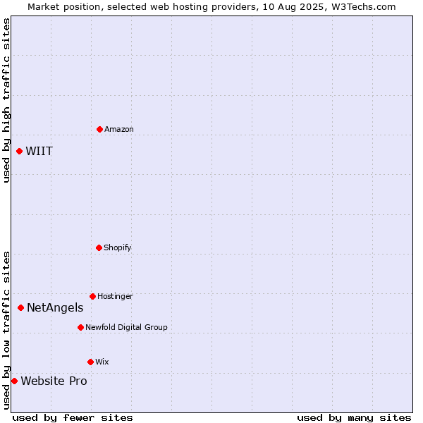 Market position of NetAngels vs. WIIT vs. Website Pro