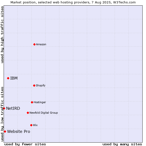 Market position of IBM vs. Website Pro vs. NetIRD